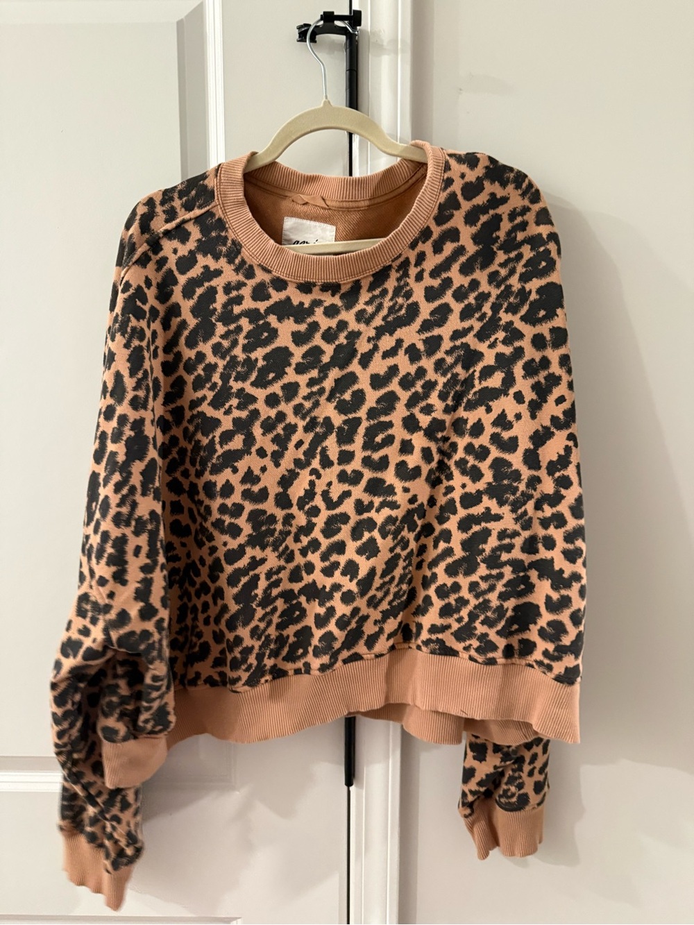 aerie Leopard Print Pullover Sweatshirt in Tan and Black